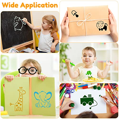 Fainne 100 Pcs 2 Inch Baby Block Stencils Small Stencils for Painting | Reusable Craft Stencils, DIY Scrapbook, Wood Wall Fabric Rock Chalkboard Sign Painting, Home Art Decor Projects - style: Cute Baby Animal Style