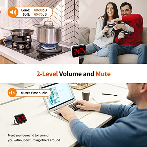 Digital Kitchen Timer, Magnetic Large Display for Cooking & Classroom - color: Dark Red