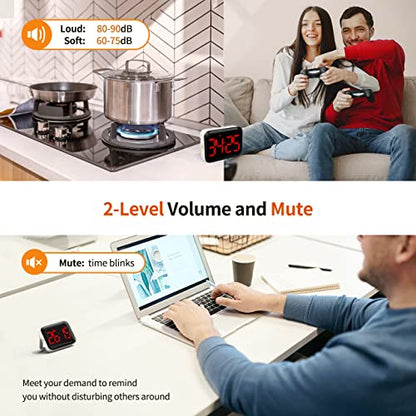 Digital Kitchen Timer, Magnetic Large Display for Cooking & Classroom - color: Dark Red