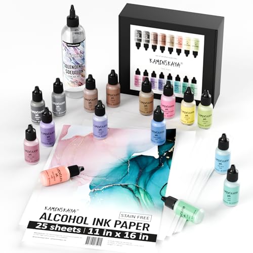 Kamenskaya Alcohol Pastel Ink Set with Blending Solution and Paper 11 x 16 in