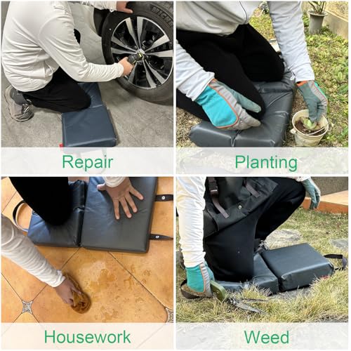Extra Thick Soft Kneeling Pad for Men and Women, Waterproof Gardening Pads with Memory Foam, Yoga or Exercise Cleaning Knee Cushion, Collapsible Kneeling Mat Non-Slip Bottom Lightweight, Garden Gifts - color: Grey