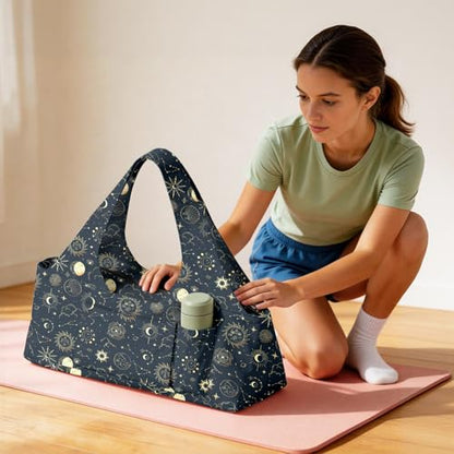 Yoga Mat Bag for Women Men Large Yoga Bag Travel - color: Sun and Moon