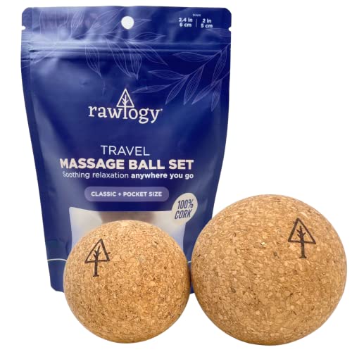 Travel Cork Massage Ball | Lightweight, Sustainable Alternative to Lacrosse Ball for Muscle Pain Relief (2 Piece Assortment, Sanded Cork) - size: 2 Piece Assortment