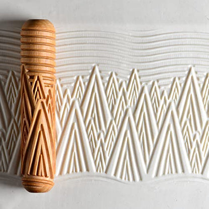 MKM Pottery Tools Wood Big Hand Rollers for Clay (BHR-121 Mountain Wind) - color: BHR-121 Mountain Wind