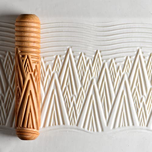 MKM Pottery Tools Wood Big Hand Rollers for Clay (BHR-121 Mountain Wind) - color: BHR-121 Mountain Wind