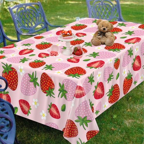 4 Pack Strawberry Tablecloth Strawberry Table Cloth Berry Party Table Cover Sweet One Birthday Party Tablecloth Berry Themed Decor 51 x 86 Inch Fruit Themed Indoor Outdoor Decorations
