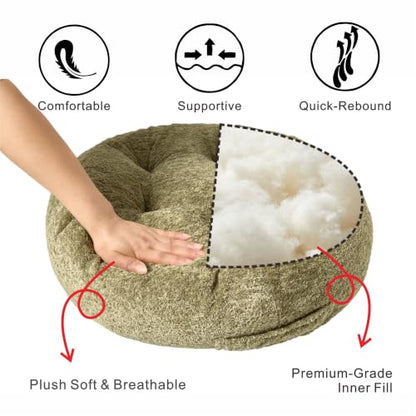 Floor Cushion Pillow, Portable Large - color: Round, Green