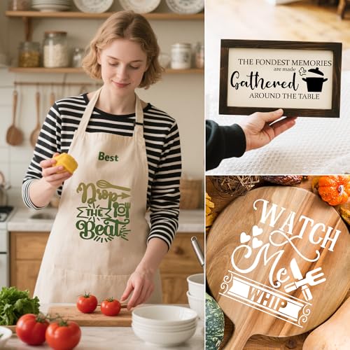 Keluna Kitchen Wall Stencils for Painting - 16 Pcs Reusable Kitchen Crafts Templates Cooking Themed Stencils for Painting on Wood Wall Cupboard Dining Baking Room Restaurant Home Décor - style: kitchen stencil