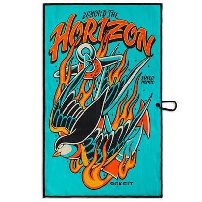 RokFit Gym & Golf Towel – Multi-Use, Quick-Dry, Durable Utility Towel with Bold Graphic and Carabiner Clip (Beyond The Horizon) - color: Beyond the Horizon