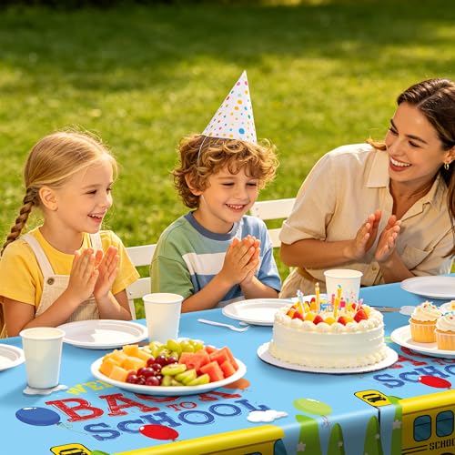 Kochorie 2 Pack Back to School Tablecloth Plastic Rectangle Table Cover 108 x 54 Inch Disposable School Party Tablecloth for Classroom First Day of School Décor Party Supplies - style: Back to School