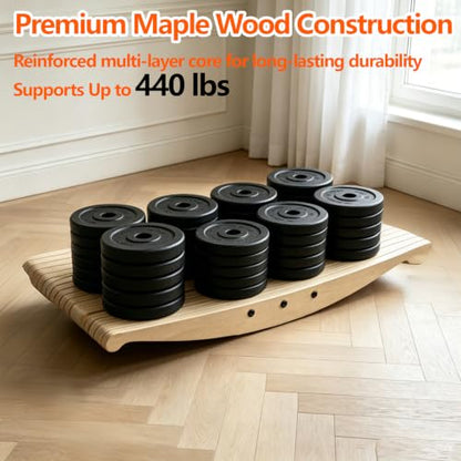 Wooden Balance Board for Standing Desk, 360° Wobble Board Anti-Fatigue Rocker with Anti-Slip Surface, 440 lbs Capacity, Core Strength Trainer, Foot Stretcher, Physical Therapy, Plantar Fasciitis Relief