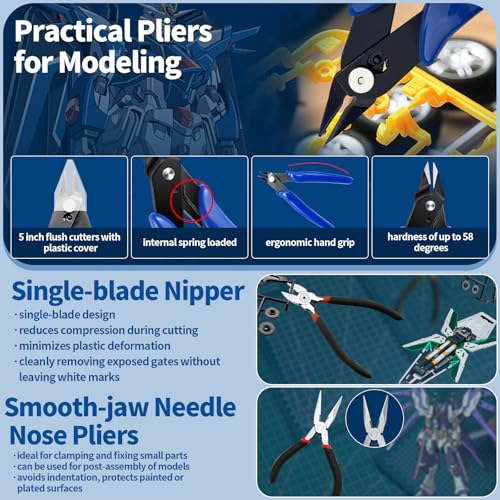 40Pcs Model Tools Kit, Modeler Basic Tools Craft Set Hobby Modeling Tools for Gundam Assembling Building Repairing and Fixing