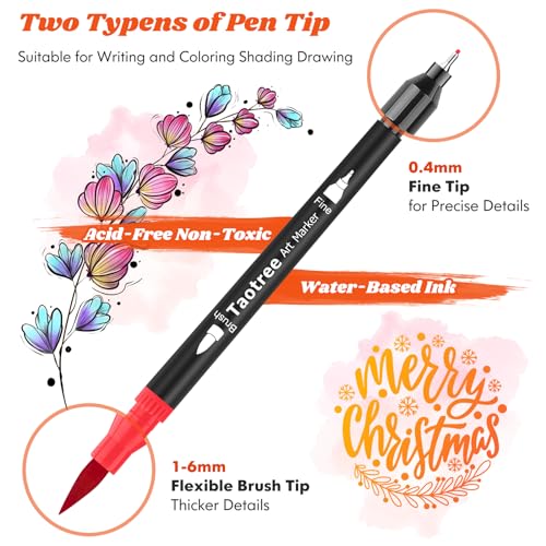 Taotree 36 Colors Dual Tip Art Markers Pens Set for Adult Coloring Books | Artist Fine & Brush Tip Coloring Markers Drawing Pens for Journaling Note Taking Lettering Calligraphy Craft Art Supplies Set - color: 36 Colors