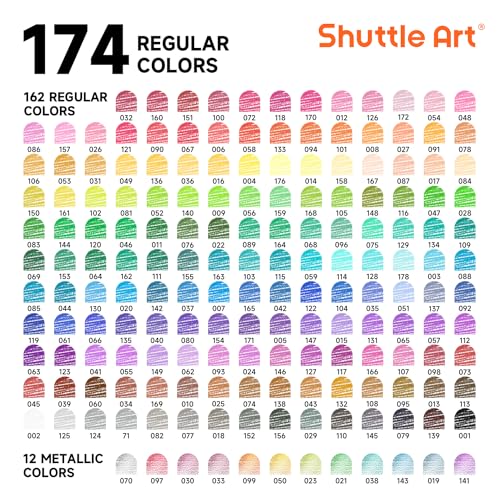 Shuttle Art Colored Pencils and Sketch Pad Bundle, Set of 174 Colors Professional Colored Pencils + 260 Sheets Sketch Pad