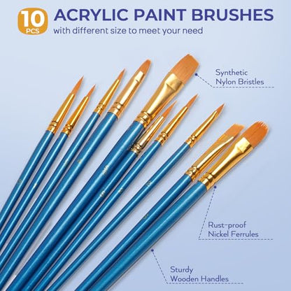 Nicpro 72PCS Kids Painting Set with Pattern Canvas for Beginner Students | 24 Acrylic Paints, 10 Brushes, 8 Canvas Panels, Table Easel, Paper Pad, Color Wheel, Palette, Art Painting Supplies Kit - color: 24 Colors