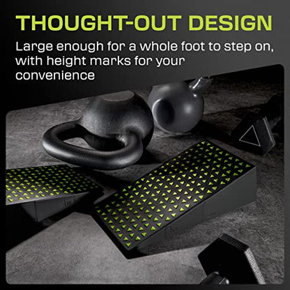 Flexelent Heel Elevated Squat Wedge Block Pair, 17° Angle, Bag Included - color: Lime Green