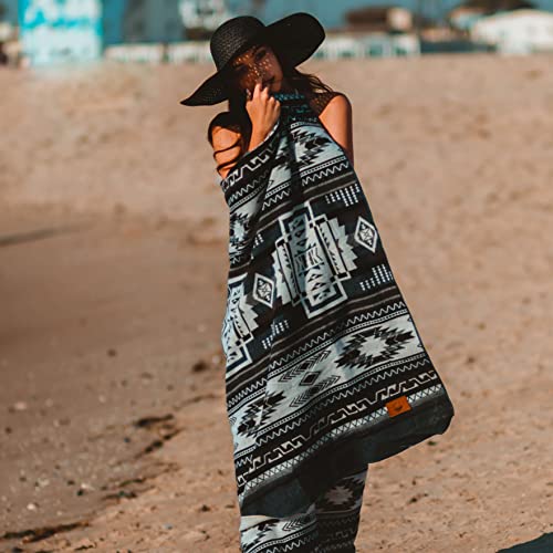 Inca Aztec Throw, Queen, King Blanket | Southwest Indian Navajo Boho Style | Native Cover for Camping, Bedding, Couch, Vanlife | Faux Alpaca, Lightweight, Hypoallergenic (Cotopaxi Slate, Throw) - color: Cotopaxi Slate, size: Throw Blanket