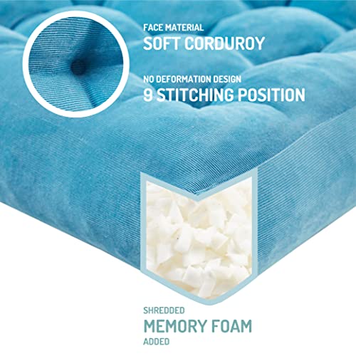 Large Floor Pillow for Adult, Square Meditation Cushion, 22 Inch Turquoise - color: Square | Turquoise | 1 Pack, size: 1 Pack