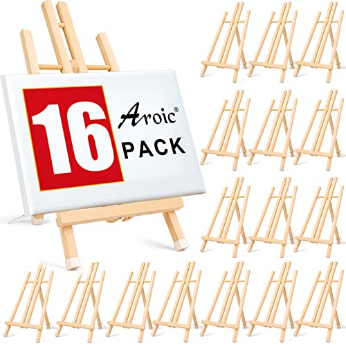 16 Pack 15 Inch Wood Easels, Easel Stand for Painting Canvases and Crafts | Tripod, Painting Party Easel, Kids Student Tabletop Easels for Painting, Portable Canvas Photo Picture Sign Holder - style: 15"-16p