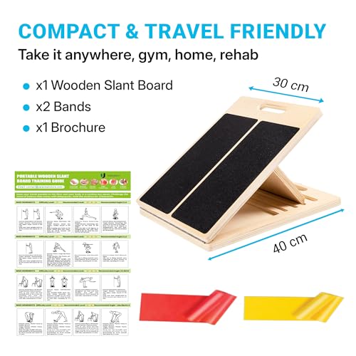 15.5" Wide Slant Board, 5-Level Incline 20°-45°, Non Slip Slant Board for Squats, Calf Stretching, 250 Lbs Weight Capacity Calf Exercise Equipment, Norma Design Calf Stretch Board