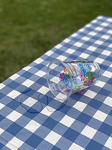 Neatiffy 54 x 108 Inch 6 Pack Rectangle Plastic Table Cloth Picnic/Camping/Party/Banquet Table Cover. Disposable/Reusable Tablecloths -Blue Checkered - color: Blue Checkered