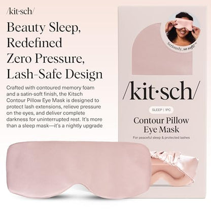 Kitsch Contour Satin Sleep Mask | Eye Masks for Sleep - Blush | Softer Than Silk Sleep Mask, Blindfold Sleep Masks for Women & Men, No Eye Pressure, Lightweight Eye Mask, Travel Essentials - color: Blush