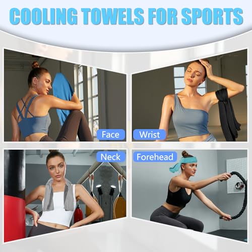 4 Pack Cooling Towels, Soft Breathable Cooling Towels for Neck and Face | Microfiber, Gym, Men, Women, Waterproof Bag, Carabiner, Yoga, Golf, Hiking, Running, athletes, gift, Blue, Green, Pink, Black - color: Light Blue/Royal Blue/Black/Grey