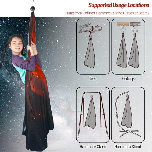 Sensory Swing for Kids Holds 300lbs Therapy Cuddle Hammock Chair - color: Space Brown