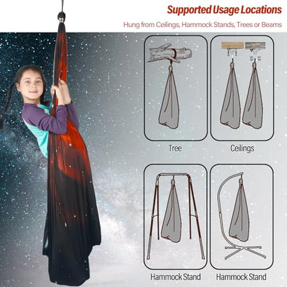 Sensory Swing for Kids Holds 300lbs Therapy Cuddle Hammock Chair - color: Space Brown