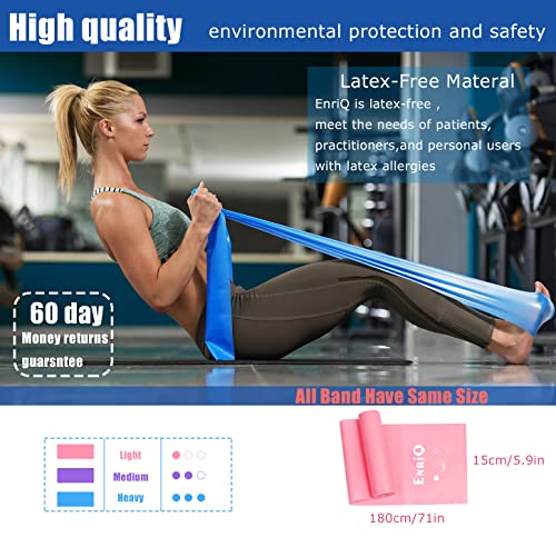 6 ft. Long Resistance Bands Set of 3, Premium Non-Latex Elastic Exercise Bands Exercise Stretch Bands for Any Exercise Physical Therapy, Yoga, Home,Outdoor, Gym Women Men