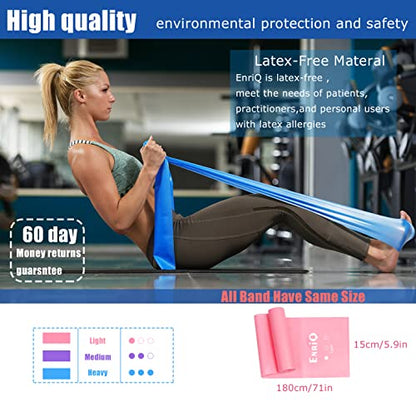 6 ft. Long Resistance Bands Set of 3, Premium Non-Latex Elastic Exercise Bands Exercise Stretch Bands for Any Exercise Physical Therapy, Yoga, Home,Outdoor, Gym Women Men