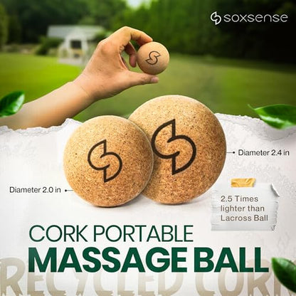 Soxsense Cork Massage Balls & Toe Stretch Bands, 4-Piece Foot Recovery Set