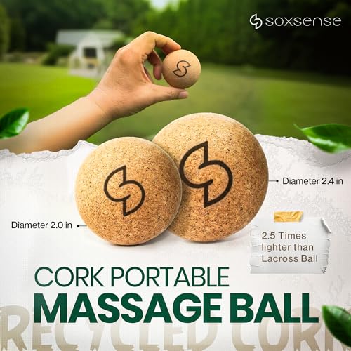 Soxsense Cork Massage Balls & Toe Stretch Bands, 4-Piece Foot Recovery Set