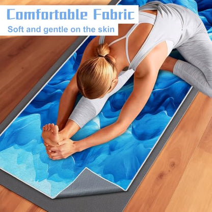 Yoga Mat Towel,Hot Yoga Towel High-Definition Pattern,Machine Washable with Ultra-Absorbent Yoga Towels for Hot Yoga Non Slip for Fitness,Exercise,Pilates,72 x 27 in,Wave - color: Wave