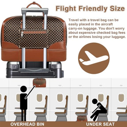 ITIEZY Weekender Bag for Women 21.5" Travel Duffel Large Carry On Bag 3PCS | Nylon Duffel Bag with Waterproof Shoe Compartment, Crossbody Bag and Toiletry Bag, Travel Weekend Hospital Overnight Gym Bag - color: 9-dark Brown
