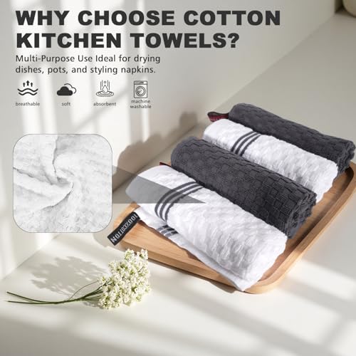 Washcloths Set, 4-Pack Cotton Wash Cloths, 12x12 Inch, White/Grey - color: White and Grey 4 Pack