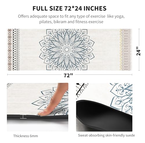 nuveti Yoga Mat Print Extra Thick TPE Non Slip Fitness Exercise Mat with Carrying Bag,72"x24" Extra Thick 6MM Exercise & Workout Mat for Yoga, Pilates Fitness and Floor Exercises - color: QQS