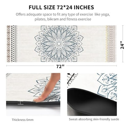 nuveti Yoga Mat Print Extra Thick TPE Non Slip Fitness Exercise Mat with Carrying Bag,72"x24" Extra Thick 6MM Exercise & Workout Mat for Yoga, Pilates Fitness and Floor Exercises - color: QQS