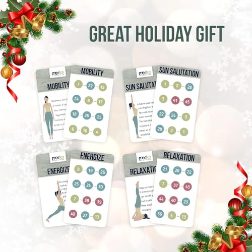merka Yoga Cards Flashcard Deck - 50 Plastic Cards, One Size - 45 Asanas & Sanskrit Names - Yoga Gifts for Women