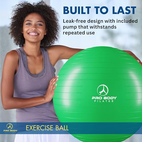 ProBody Pilates Yoga Ball - Gym Grade Exercise Ball - color: Green, size: L: 23-26 inches/58-65 cm