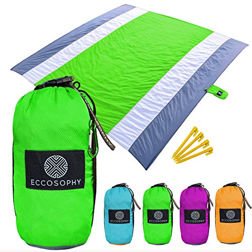 ECCOSOPHY Sandproof Beach Blanket, Oversized Sand Free Mat 9x10 ft - color: Green