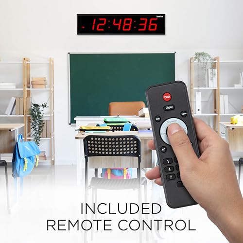 Ivation Oversized Digital Wall Clock with Large LED Display & Timer, 48" | Multi-function with Timer, Stopwatch, Alarms, Temp & Date, Aluminum frame, 6 Brightness levels, Time memory, Remote | Red - color: Red, size: 48" Inch