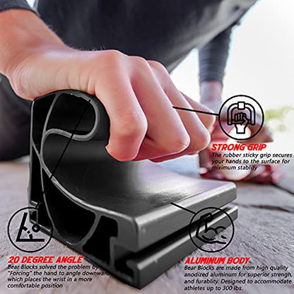 Pushup Bars - Safe Push Up Bars - Strength training Pushup Stands Perfect for Home Gym & Traveling Fitness - Lightweight, Non-Slip Bodyweight Training Workouts Blocks - color: Black