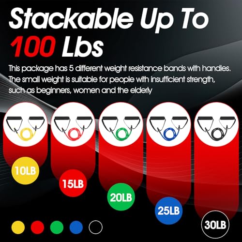 5PCS Resistance Band with Handle Exercise Pull Up Band for Men Women