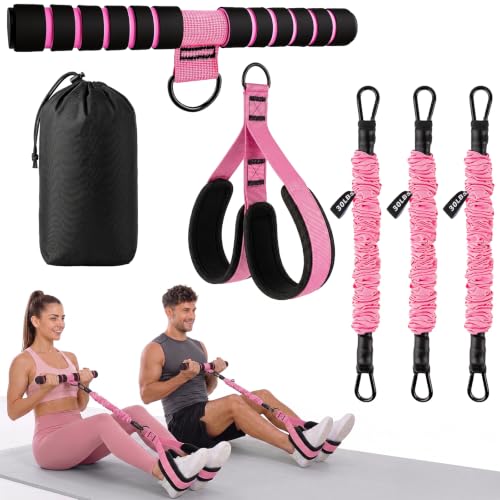 Multifunctional Foot Pedal Resistance Band Set 30-90LB | Sit Up Assist Strap, Adjustable Strength Home Gym Fitness Equipment for Full Body Workout – Portable Home Gym for Men & Women