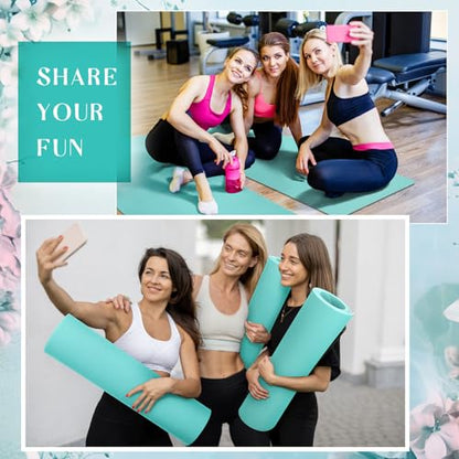 Timgle 12 Pack Yoga Mat Bulk, 4mm Thick Extra Long Sports Mat Anti Slip Tear Resistant Yoga Exercise Set for Fitness Stretching Home Workout Gym and Studio - color: Teal