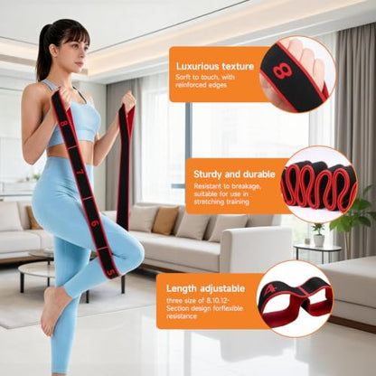 3PCS Numbered Stretch Resistance Band, 8.10.12-Loop Elastic Training Bands for Stretching, Yoga, Multi-Loop Fitness Band for Flexibility & Strength Training