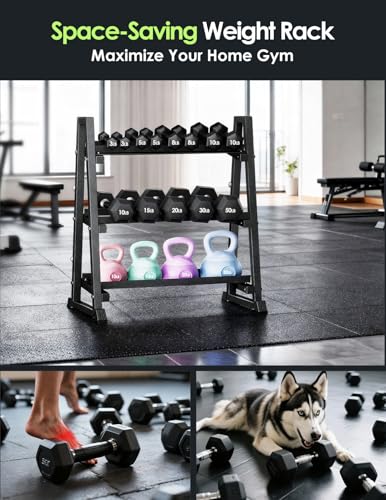 Leteuke 3 Tier Dumbbell Rack Stand Only, 1300LBS Heavy Duty