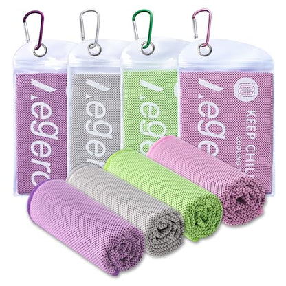4Pack Cooling Towel 40"x12" Cooling Neck Wraps,Soft Breathable ChillyTowel - color: Purple/Green/Pink/Grey