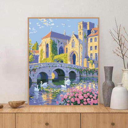 ZRIZQ Landscape Paint by Numbers Kit for Adults Beginner,Cityscape,16x20 | Full set with rich paints,wooden brushes,rolled canvas.Calming activity.Beginner friendly.Just open and paint. - color: 16"X20"Rolled Canvas(Frameless)-Landscape 18